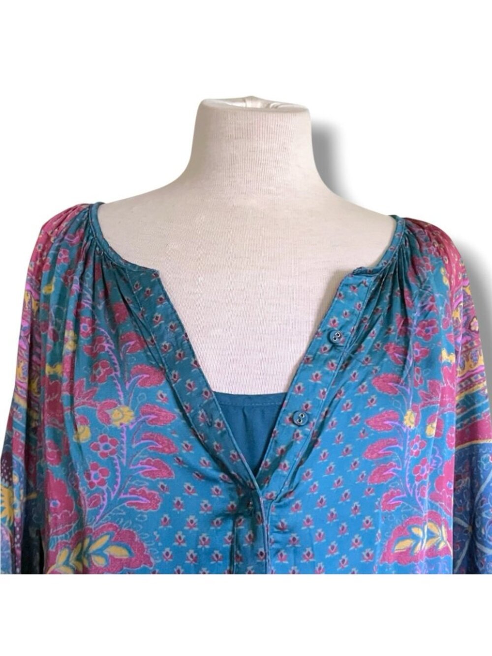 Sundance Womens La Villette Midi Dress Sz XL Boho Belted Floral Paisley Satin - Picture 9 of 14